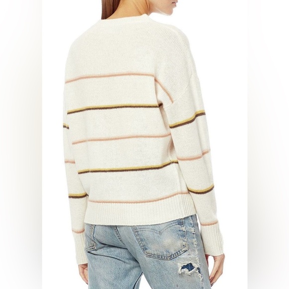 360 Cashmere Women's Sweater - Cream with Tan and Gold Stripes - Picture 3 of 5